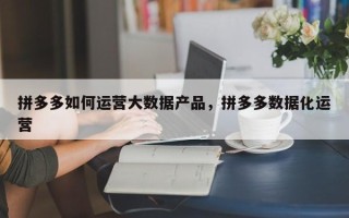 拼多多如何运营大数据产品，拼多多数据化运营