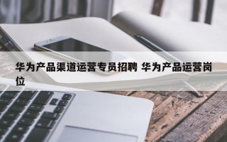 华为产品渠道运营专员招聘 华为产品运营岗位