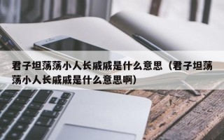 君子坦荡荡小人长戚戚是什么意思（君子坦荡荡小人长戚戚是什么意思啊）