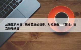 兰陵王的末日，脆皮英雄的福音，形昭重做，「领域」首次登陆峡谷