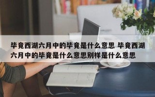 毕竟西湖六月中的毕竟是什么意思 毕竟西湖六月中的毕竟是什么意思别样是什么意思