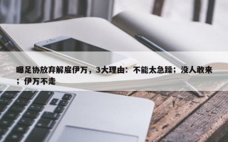 曝足协放弃解雇伊万，3大理由：不能太急躁；没人敢来；伊万不走