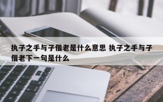 执子之手与子偕老是什么意思 执子之手与子偕老下一句是什么