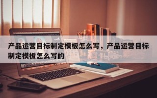 产品运营目标制定模板怎么写，产品运营目标制定模板怎么写的