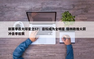 新赛季百大球星之57：目标成为全明星 格林助推火箭冲击季后赛