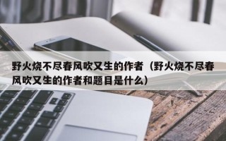 野火烧不尽春风吹又生的作者（野火烧不尽春风吹又生的作者和题目是什么）