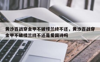 黄沙百战穿金甲不破楼兰终不还，黄沙百战穿金甲不破楼兰终不还是爱国诗吗