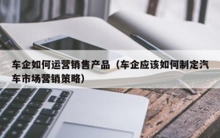 车企如何运营销售产品（车企应该如何制定汽车市场营销策略）