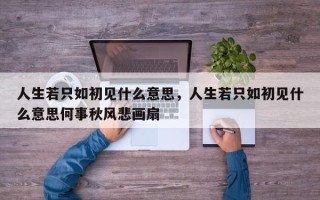 人生若只如初见什么意思，人生若只如初见什么意思何事秋风悲画扇